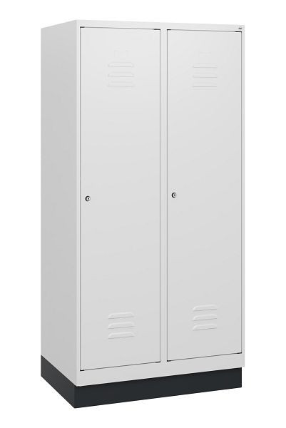 C+P Umkleidespind Classic PLUS, Sockel, 2 Abteile, 1630x800x500mm, 9016/9016, Zylinderschlösser, 0800205-22 S10029
