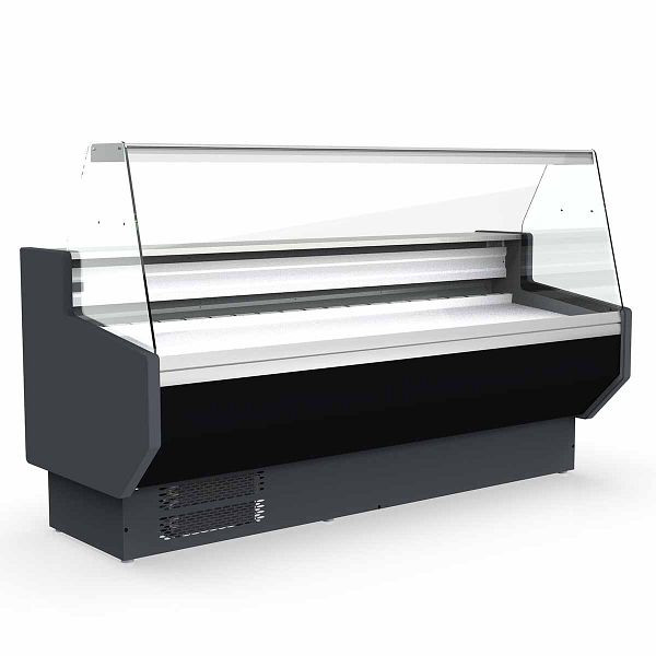 Vaiotec TOPLINE Kühltheke 250 - gerades Frontglas "schwarz", 246,5x80x123,5 cm, 10735
