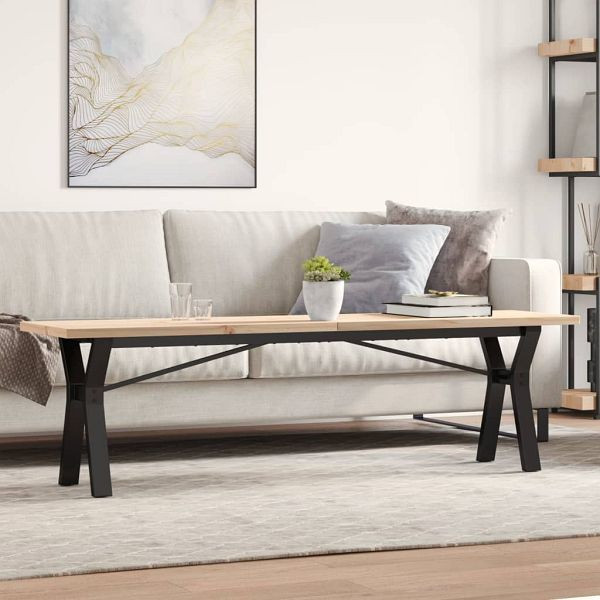 vidaXL Couchtisch Y-Gestell 160x40x45,5 cm Massivholz Kiefer Gusseisen, 3282778