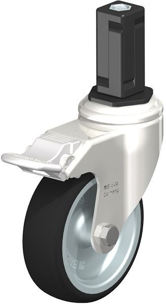 Blickle LKRXA-PATH 101G-11-FI-EXV14 Edelstahl-Apparate-Lenkrolle mit Expander & Feststeller, Thermoplastisches Polyurethan, Grau, 853432