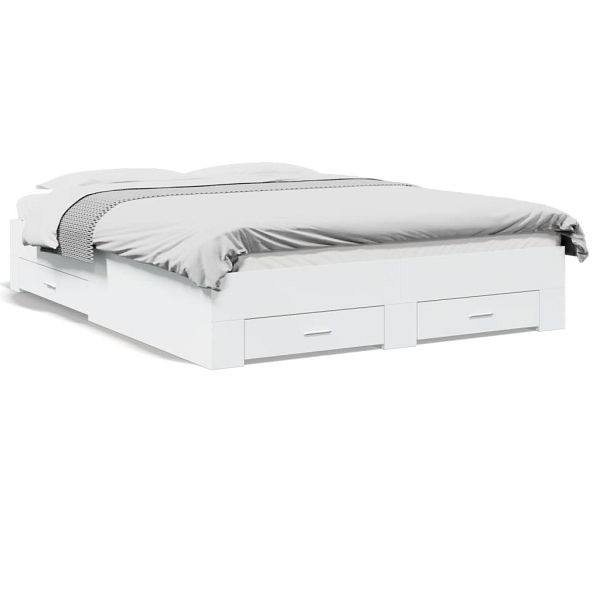 vidaXL Bettgestell mit Schubladen Weiß 150x200 cm Holzwerkstoff, 3280377