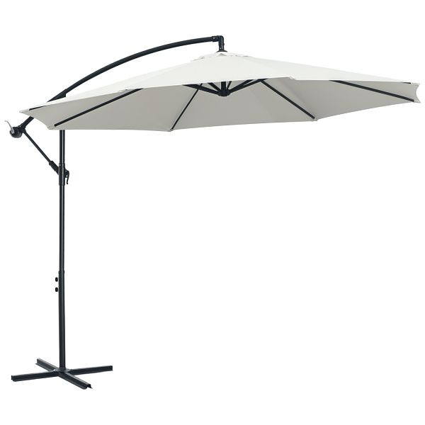 Outsunny Sonnenschirm mit Kurbel Wetterbeständig 3 m x 3 m x 2,5 m Stahl Polyester, 84D-037CW