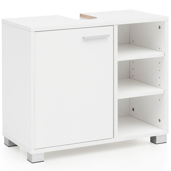 Wohnling Waschbeckenunterschrank 60x55x32cm Weiß Badschrank mit Tür, WL5.341