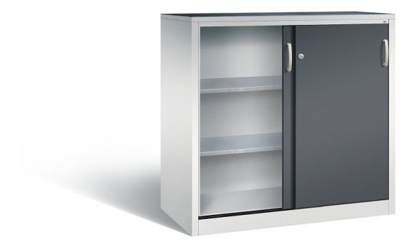 C+P Schiebetürenschrank Acurado, H1200xB1200xT600mm, Farbe: Lichtgrau / Schwarzgrau, Bügelgriff, 2067-09 S10037