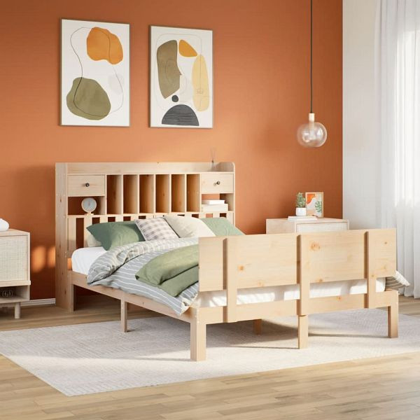 vidaXL Massivholzbett mit Regal ohne Matratze 140x190 cm Kiefer, 3322684