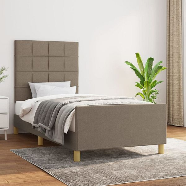 vidaXL Bettgestell mit Kopfteil Taupe 90x190 cm Stoff, 3125021