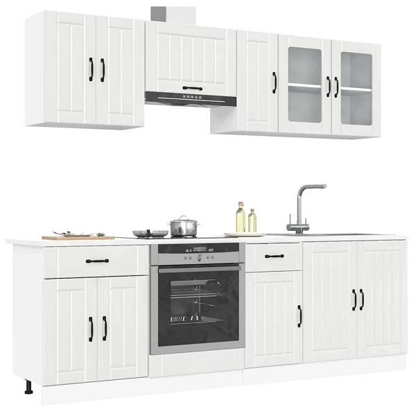 vidaXL 8-tlg. Küchenschrank-Set Kalmar Hochglanz-Weiß Holzwerkstoff, 3314833