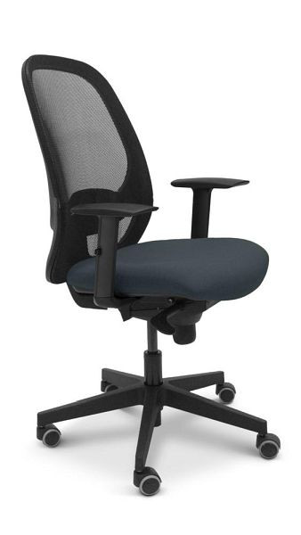 Deskin Bürostuhl DELTA 1040 NET, Fußkreuz Polyamid schwarz, Bezug Stoff BN, Farbe grau, 361524