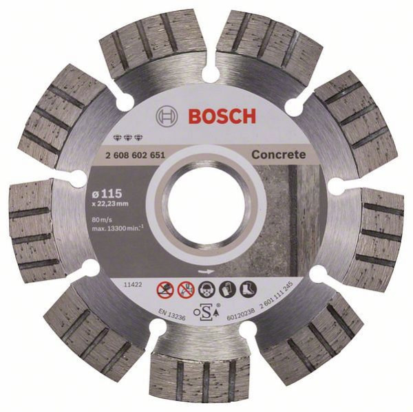 Bosch Diamanttrennscheibe Best for Concrete, 115 x 22,23 x 2,2 x 12 mm, 2608602651