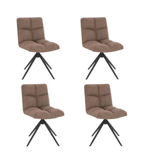 HOME DELUXE Esszimmerstuhl drehbar 4er Set NODA – Webstoff Grau/Braun, 50874