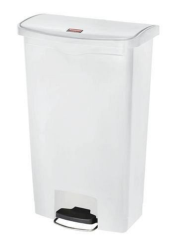 DENIOS Wertstoffsammler aus Polyethylen (PE), Fußpedal an Breitseite, 90 Liter, weiss, 242415