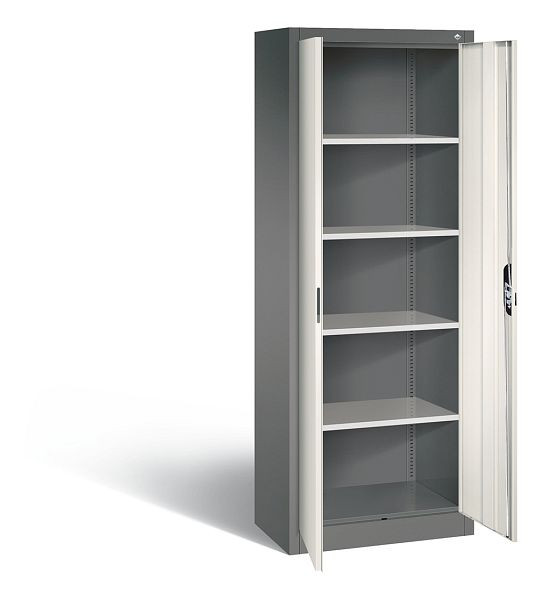 C+P Büroschrank Acurado, H1950xB700xT400mm, Farbe: Vulkangrau / Perlweiß, Muldengriff, 5 OH, 9236-000 S10475