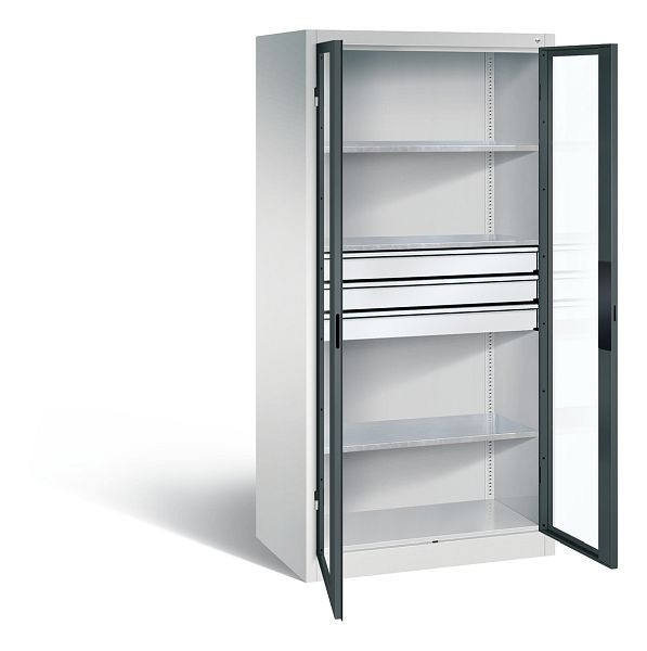 C+P Werkzeugschrank Acurado, H1950xB930xT600mm, Farbe: Lichtgrau / Anthrazitgrau, Muldengriff, 8922-55302 S10018