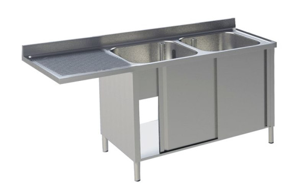 KBS Spülcenter mit Unterschrank und für Spülmaschinen, 2 Becken rechts, 160x70x90cm, 92022101