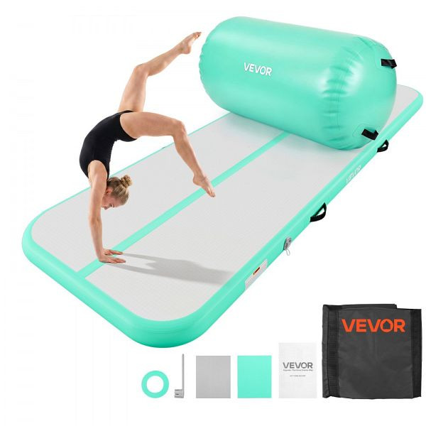 VEVOR Aufblasbare Airtrack-Turnmatte 3 x 1 m, Mintgrün, 3,2 psi, 600-W-Elektropumpe, Aufbewahrungstasche, ZFXKFQDYXGTZSNZAP001V2