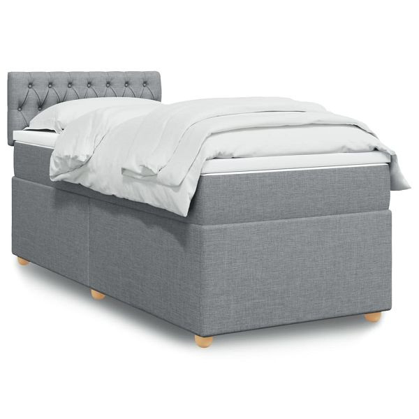 vidaXL Boxspringbett mit Matratze Hellgrau 100x200 cm Stoff, 3286598