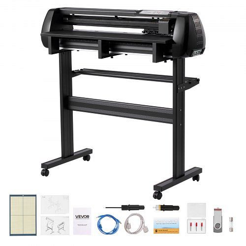 VEVOR Vinylschneidemaschine 87 cm Zufuhrbreite, Doppelklingen & LED-Anzeige, inkl. Signmaster-Software, für Win/macOS, SDLSKZJDPB87V1DEC001V2