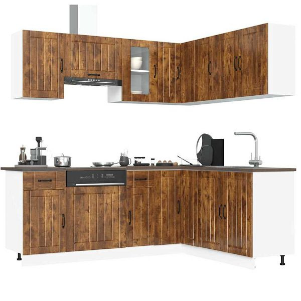 vidaXL 11-tlg. Küchenschrank-Set Lucca Räuchereiche Holzwerkstoff, 3314956