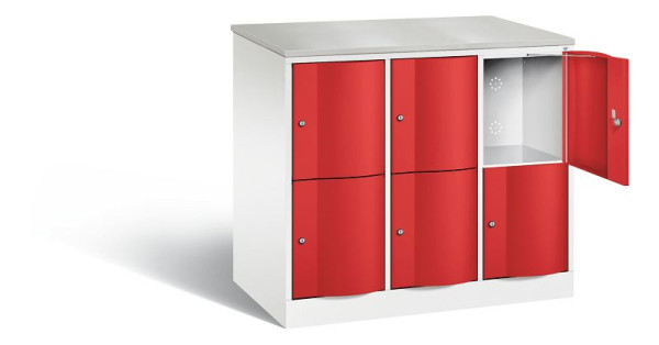 C+P XL-Schließfachschrank Resisto, H1077xB1148xT640mm, Farbe: Verkehrsweiß / feuerrot, 8472-373 S10099