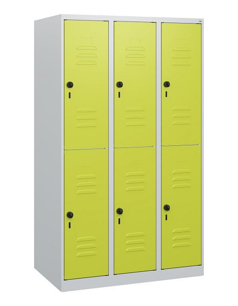 C+P Doppelstöckiger Spind Classic PLUS, 3 Abteile, 1530x900x500mm, 7035/0024, Drehriegel, 0803005-30 S10009