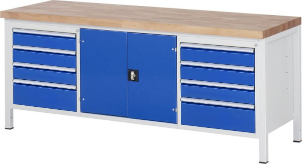 RAU Werkbank Serie 8000 - Modell 8909, B2000 x T700 x H840-1040 mm, 13-8909A2-207B4H.11