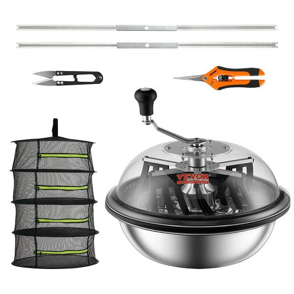 VEVOR 16" Erntemaschine Manuell Trimmer Blattschüssel-Trimmer mit Netztasche und 3 Arten von Edelstahl-Klingen, SDSCJ16INCHPIOOBOV0