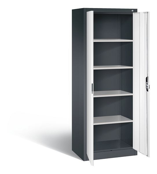 C+P Büroschrank Acurado, H1950xB700xT500mm, Farbe: Schwarzgrau / Verkehrsweiß, Muldengriff, 5 OH, 9237-000 S10468