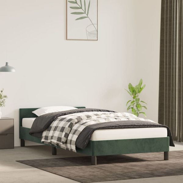 vidaXL Bettgestell mit Kopfteil Dunkelgrün 100x200 cm Samt, 347558