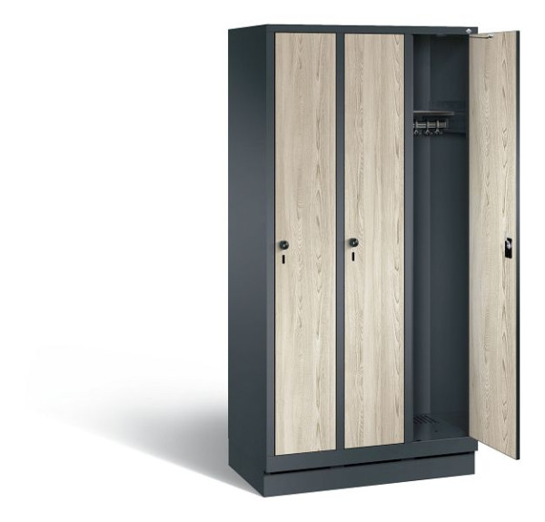 C+P Garderobenschrank Evolo, H1800xB900xT500mm, Farbe: Anthrazitgrau / Dekor Sen-Esche, 48020-30 S11031