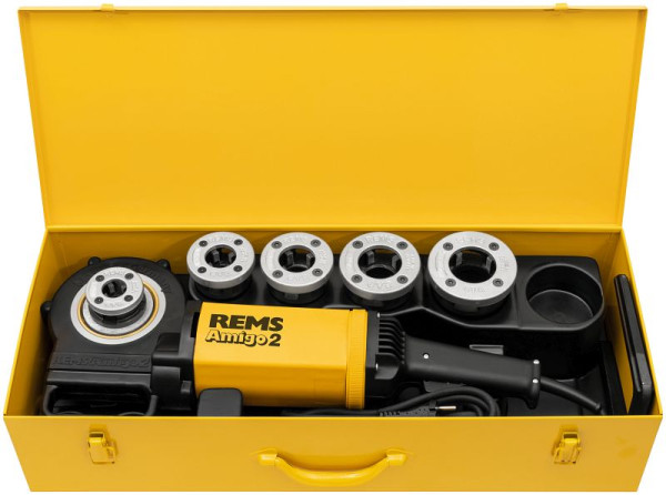 REMS Amigo Elektrische Gewindeschneidkluppe mit SchnellwechselSchneidköpfen, 2 Set M 20+25+32+40+50, 540022 R220