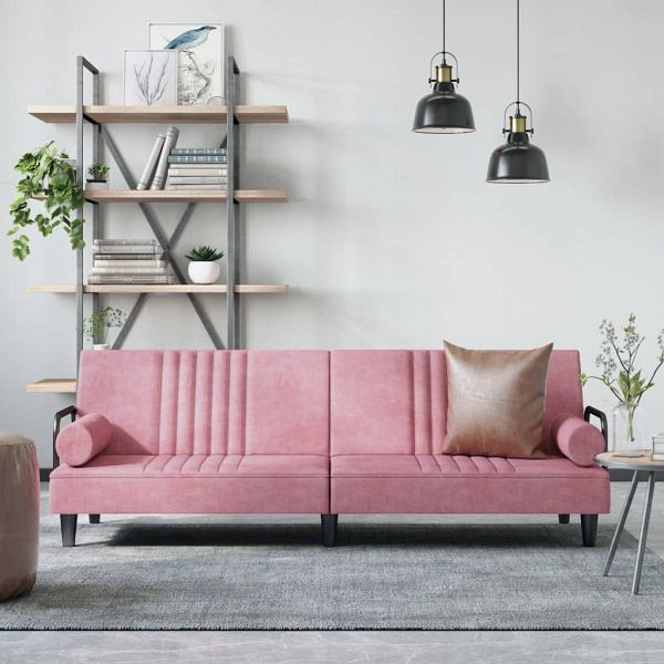 vidaXL Schlafsofa mit Armlehnen Rosa Samt, Füllung: Schaumstoff, 351897