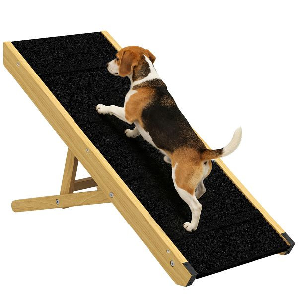 PawHut Haustierrampe, verstellbar, 4-stufig, rutschfest, Kiefernholz, faltbar, für Hunde bis 15 kg, D06-222V00ND