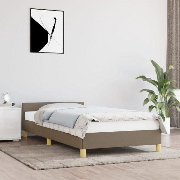 vidaXL Bettgestell mit Kopfteil ohne Matratze Taupe 80x200 cm Stoff, 347371