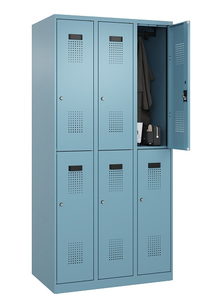 C+P Doppelstöckiger Spind Evolo PLUS, 6 Fächer, 1850x900x500mm, 0010/0010, Zylinderschloss, 049300-30 S10048