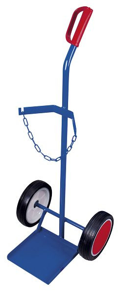 VARIOfit Stahlflaschenkarre für 1 Flasche a 40 - 50 Ltr., Außenmaße: 465 x 445 x 1.185 mm, RAL 5010 enzianblau, Radsatz: Vollgummibereifung, fk-1200