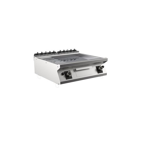 Mareno M1-900 Gas-Backplatte mit 2/3 glatter und 1/3 gerippter Chromplatte, 80cm, 800(B)x920(T)x250(H)mm, FT98GMCT, 191.222