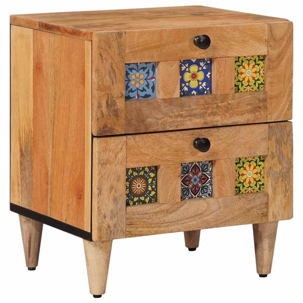 vidaXL Nachttisch Natur 40 x 33,5 x 46 cm Massivholz Mango, 4018258