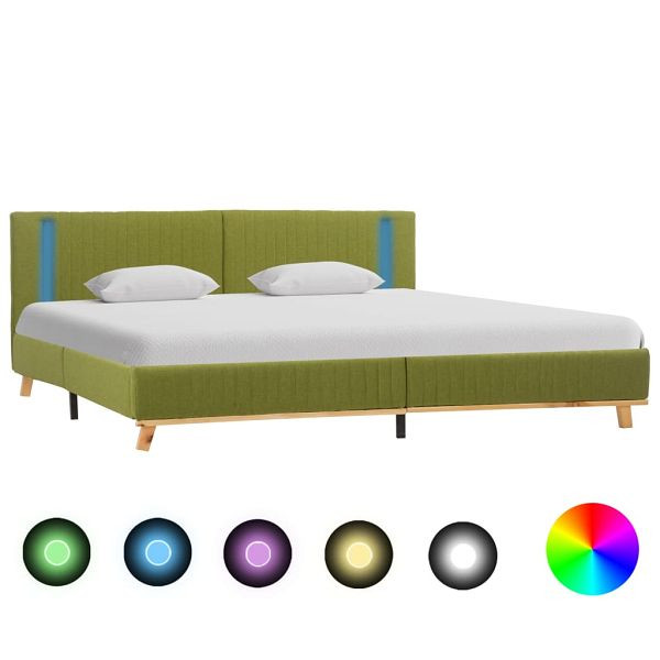 vidaXL Bettgestell mit LED Grün Stoff 180 x 200 cm, 286672, 8719883777535