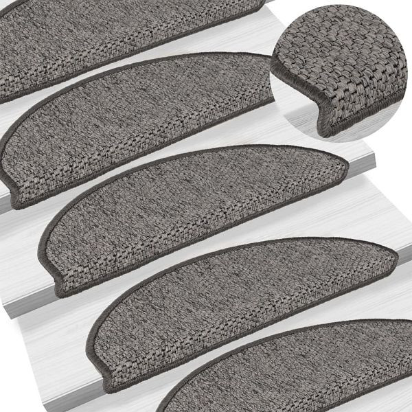 vidaXL Treppenmatten Selbstklebend Sisal 15 Stück 65x21x4 cm Anthrazit, 326872