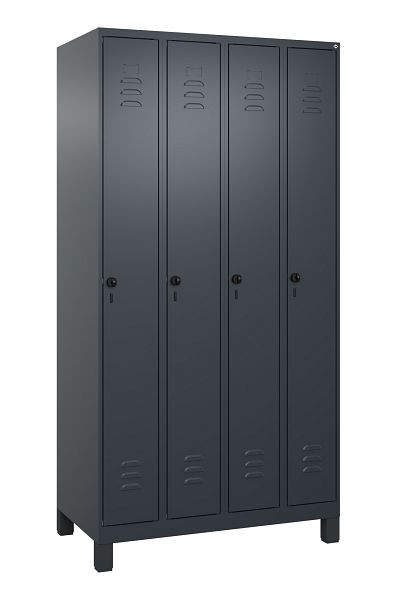 C+P Umkleidespind Classic PLUS, Füße, 4 Abteile, 1950x1000x500mm, 7016/7016, Drehriegel, 080010-49 S10012