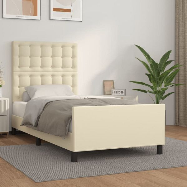 vidaXL Bettgestell mit Kopfteil Creme 80x200 cm Kunstleder, 3125539, 8720287440352