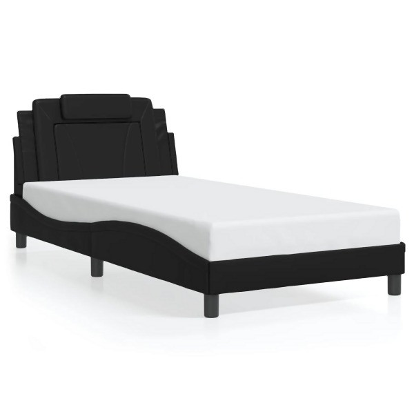 vidaXL Bettgestell mit Kopfteil Schwarz 100x200 cm Kunstleder, 3208075
