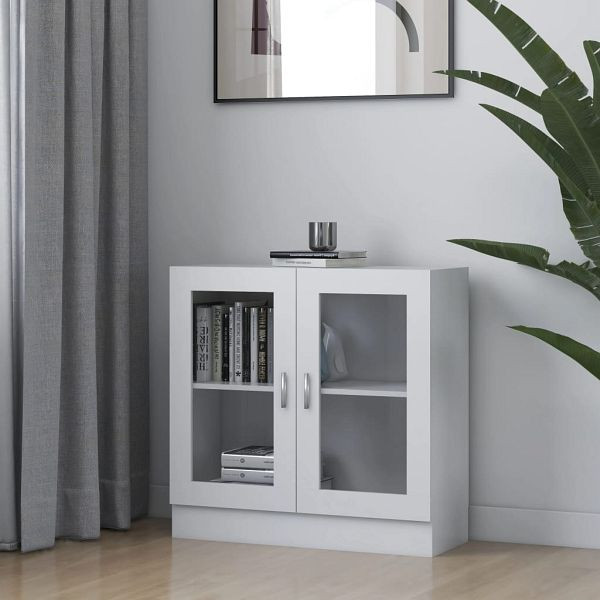 vidaXL Vitrinenschrank Weiß 82,5x30,5x80 cm Holzwerkstoff, 802741