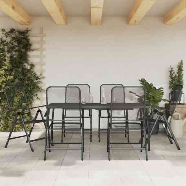 vidaXL 7-tlg. Garten-Essgruppe Anthrazit Streckgitter, 3211822