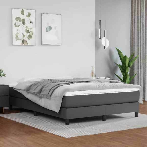 vidaXL Bettgestell Grau 140x190 cm Kunstleder, 3120698, 8720287233596