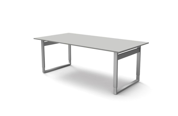 Kerkmann Schreibtisch extragroß / Besprechungstisch mit Bügelgestell, Form 5, B 2000 x T 1000 x H 680-820 mm, lichtgrau, (Montage), 11404711-1
