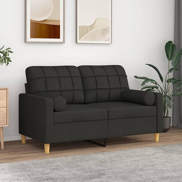 vidaXL 2-Sitzer-Sofa mit Zierkissen Schwarz 120 cm Stoff, 3200778