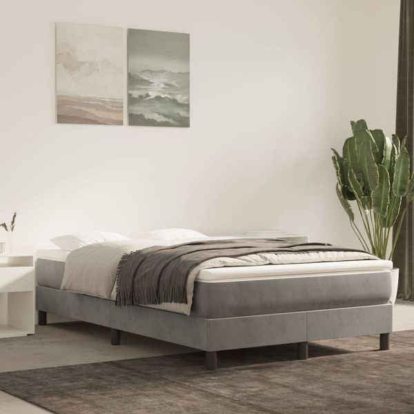 vidaXL Boxspringbett mit Matratze Hellgrau 120x200 cm Samt, 3144321