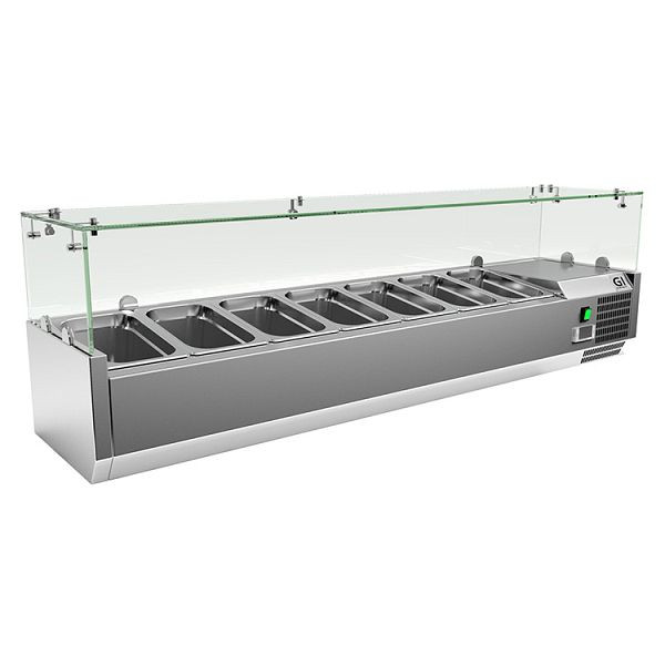 Gastro-Inox Edelstahl Aufsatzkühlvitrine 7x Gastronorm 1/4, Nettokapazität 44 Liter, Statische Kühlung, 209.150