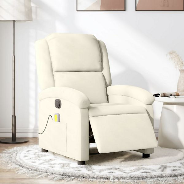 vidaXL Massagesessel Elektrisch Creme Samt, Entspannung, 3204298